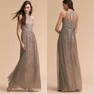 Anthro BHLDN Ginny Gray Embellished Maxi Dress
